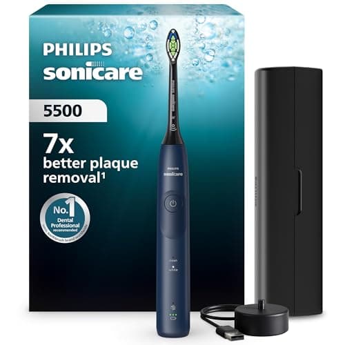 Philips Sonicare 5500 - Brosse à dents électrique sonique avec 2 modes, Alerte de pression, EasyStart, SmarTimer et BrushPacer, Bleu marine, modèle HX7113/01 - Image 3