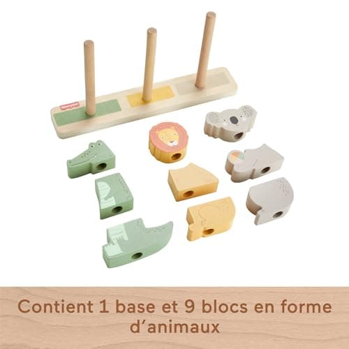 Fisher-Price Wooden Animals to Stack and Sort, Activity Game with 10 Wooden Pieces for Children from 1 Year, HXV04 - Image 6