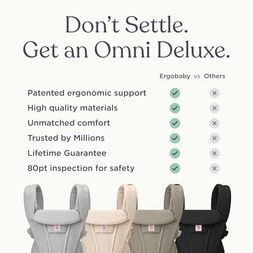 Ergobaby Omni Deluxe All-in-One Baby Carrier for Newborns from Birth up to 20kg, Ergonomic 4-Position Mesh Baby Carrier Back, Travel Baby Carrier, Camel - Image 7