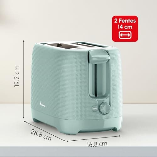 Moulinex 2 Slot Toaster - Stop Button, 7 Levels of Gilding, Heating, Extra Large Slots, Raised Handle, Removable Crumb Tray, Eucalyptus, Morning, LT2M1310 - Image 4
