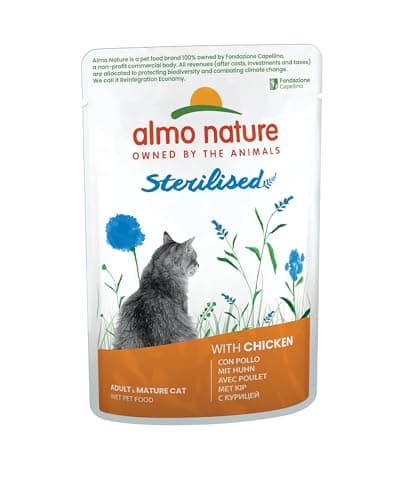 Almo Nature Functional - Sterilised - Nourriture Humide pour Chats Adultes et Matures, Stérilisés ou Peu Actifs - au Poulet - Faible Teneur en Matières Grasses, Hydratant - 70g (Lot de 30) - Image 2