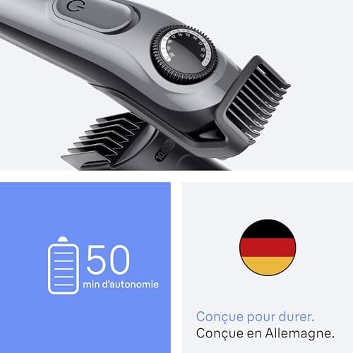 Braun Tondeuse A Barbe Electrique Pour Hommes Series 5 BT5525, Gris, Etanche, Coffret De Rasage Avec +5 Outils De Barbier, Lame Ultra-Affutée, 40 Longueurs Pour Raser Le Visage, Kit Avec 3 Sabots - Image 7