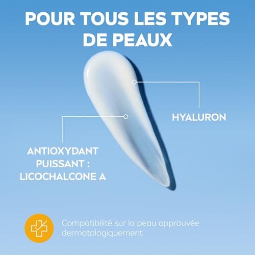 NIVEA SUN Sérum Primer Quotidien UV 2en1 SPF 50+ (1 x 30ml) — Sérum Visage hydratant enrichi en Acide Hyaluronique — Base de maquillage — Soin avec écran solaire visage SPF 50+ sans parfum - Image 6