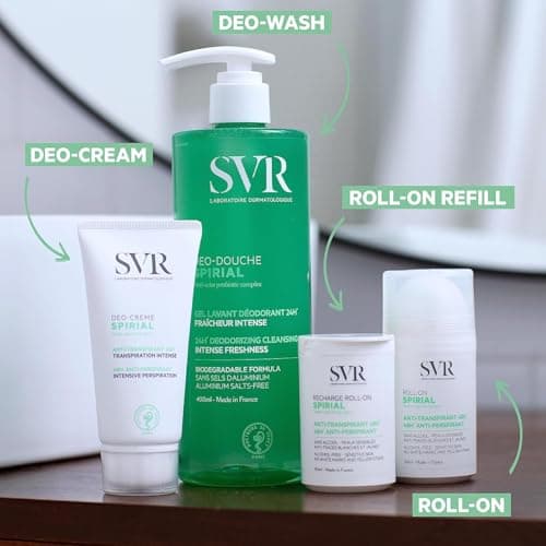 SVR - Spirial Déo-Douche - Gamme Spirial – Gel lavant déodorant 24h – Pour transpiration normale à excessive – Complexe probiotique, glycérine – 400 ml - Image 8