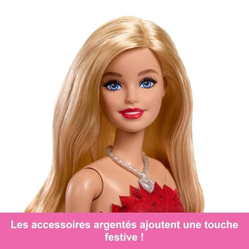 Barbie Mattel 80th Birthday Blonde Doll with Red Dress, Silver Shoes and Necklace, Collectible Toy, JGD25 - Image 6