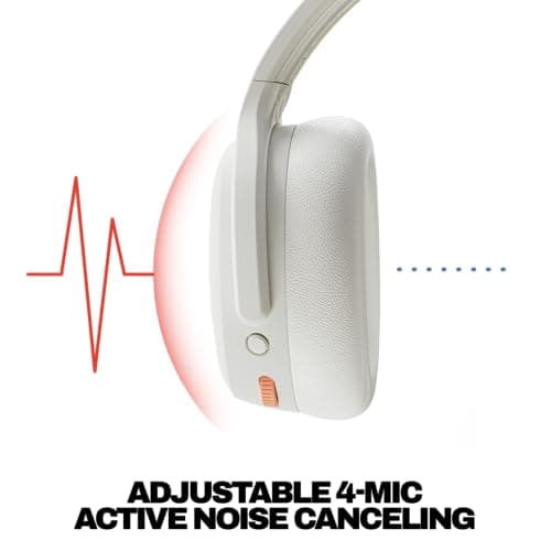 Skullcandy Crusher ANC 2 Wireless Bluetooth Over-Ear Headphones, Extra USB-C Cable, Multisensory Bass, Active Noise Cancellation, 60 Hours Battery Life - White - Image 7