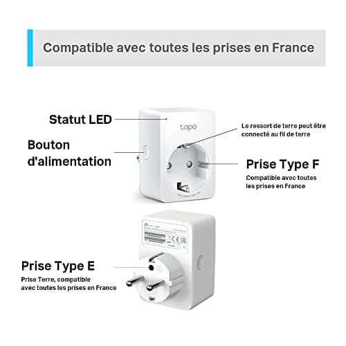 Tapo Prise Connectée WiFi, Suivi de consommation, 16A Type F, compatible avec Alexa et Google Home, Contrôler le radiateur, le chauffage, Économie d'énergie, Commande vocale, Tapo P110(1-pack) - Image 5
