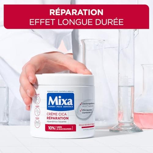 Mixa Expert Peau Sensible - Crème Cica Réparation - Réparation Effet Longue Durée - Peaux Très Sèches et Rugueuses - Visage, Corps, Mains - Hypoallergénique - 400ml - Image 3