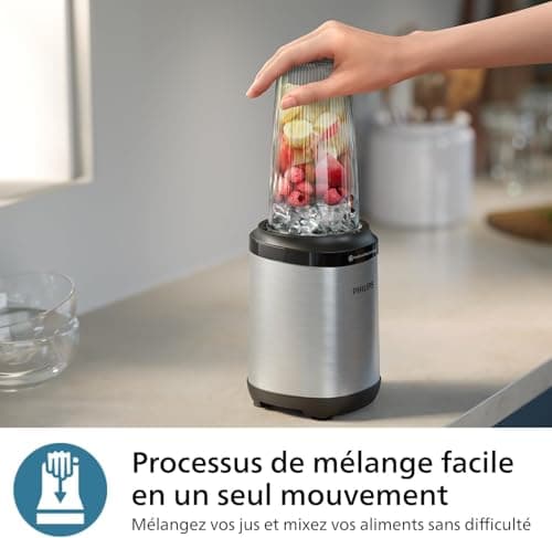 Philips Blender 5000 Series - Puissance 800W, Technologie ProBlend Plus, Lames détachables, Nettoyage facile, Design compact et élégant, Grand récipient, Noir (HR2764/00) - Image 7