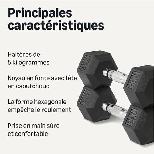 Amazon Basics Rubber Encased Hex Dumbbell Weights Set - Image 4
