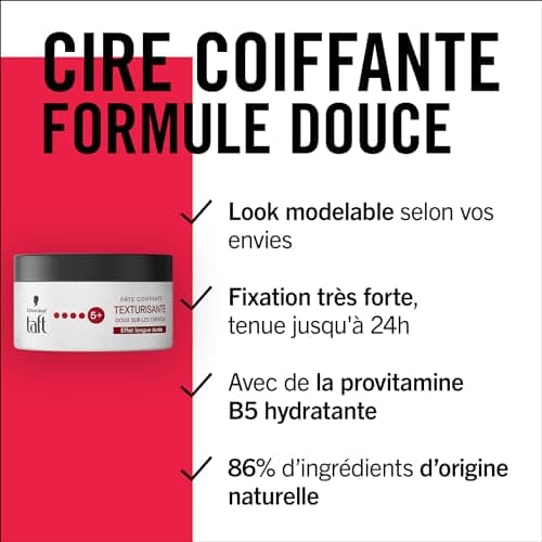 Taft - Schwarzkopf - Styling paste - Texturizing carbon paste - Shine - Very strong hold - Gentle on hair - Long lasting hold - No sticky effect - Formula Provitamin B5-100 ml - Image 7