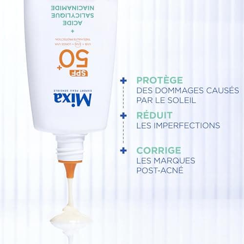 Mixa - Daily Anti-UV & Anti-Bleach Fluid - SPF 50+ - Very High Protection - Salicylic Acid and Niacinamides - Anti-pimples and Shine - Mattifying Effect - 40 ml - Image 6