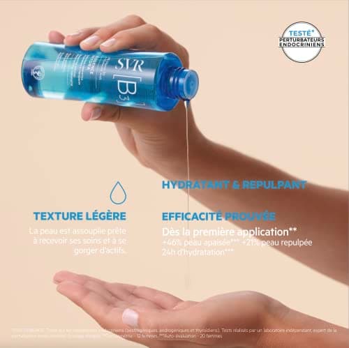 SVR – Essence Hydra [B3] – Lotion Pré-Soin Hydratante – Apaise, repulpe et renforce la barrière cutanée – Pour peaux sensibles et déshydratées – Niacinamide 2%, Acide Hyaluronique – 150 ml - Image 4