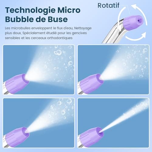 Portable Water Flosser Dental Jet Water Flosser, Oral Irrigator 5 Modes and 8 Nozzles, 300 ml Tank, USB Charged, IPX7 Waterproof, Sensitive Gum (White) - Image 4