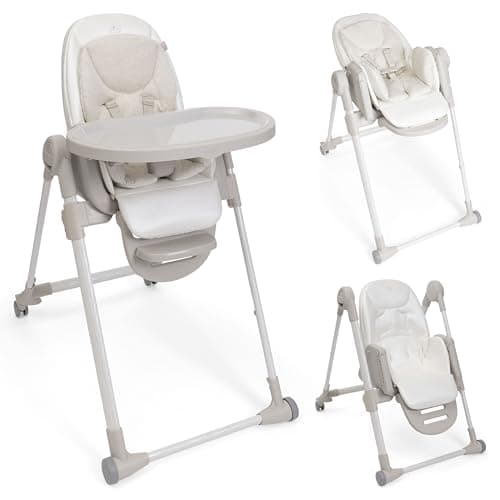 Chicco Polly Armonia Baby Highchair, Evolutionary for Children from 0 Months to 40 kg, 9 Levels of Height, 3 Tilt Positions, Adjustable Footrest, Compact Folding, 4 Wheels, White - Image 4