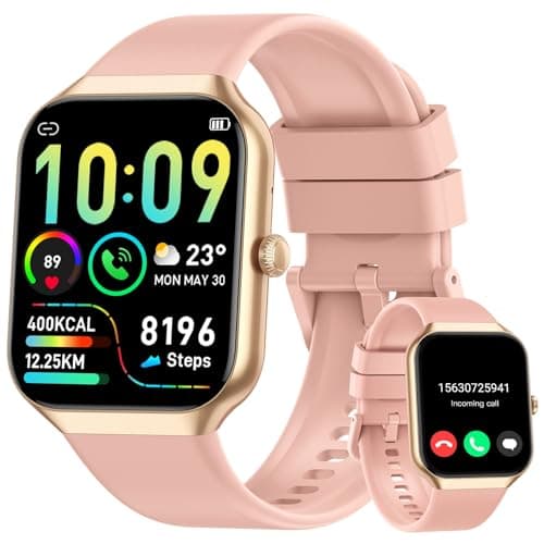 Montre Connectée Femme avec Appels Bluetooth, 1,96 Pouces Smartwatch 113+ Modes Sport IP68 avec Moniteur de Sommeil, Montre Intelligente avec Fréquence Cardiaque Podometre pour Android iOS(Or Rose) - Image 3