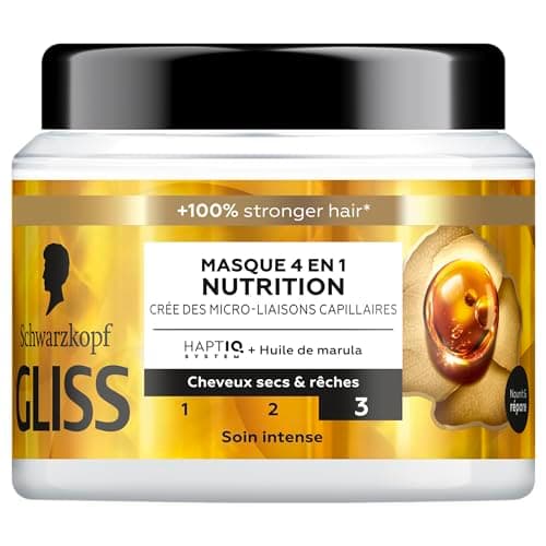 GLISS - Schwarzkopf - 4-in-1 Mask - Nutrition - Marula Oil - Haptiq System - Creates Hair Micro-Bonds - Dry and Coarse Hair - Intense Care - Nourishes & Repairs - 400 ml - Image 2