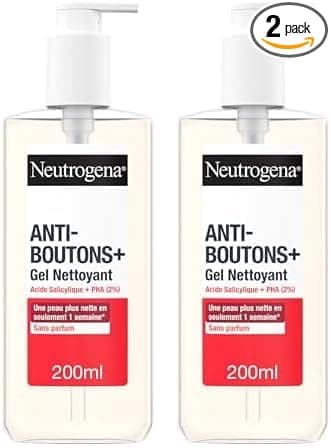 Neutrogena | Gel Nettoyant Anti-Boutons + Acide Salicylique + 2% PHA (200 ml) – Soin visage anti-boutons non comédogène et non gras – Nettoyant visage pour peaux à tendance acnéique sans parfum - Image 1