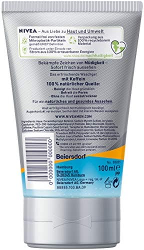 NIVEA MEN Gel nettoyant Active Energy (100 ml), gel nettoyant à la caféine 100% naturel, nettoyant pour le visage rafraîchissant et en profondeur - Image 4