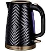 Russell Hobbs Groove 26380 Bouilloire électrique sans fil 1,7 l (ébullition rapide 3 kW, plastique texturé noir avec accents dorés brossés, filtre anti-calcaire amovible lavable, couvercle à pousser - Image 2