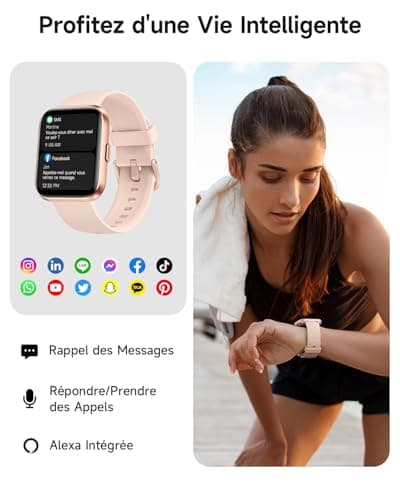 Women's Smart Watch 1.8 Inch AMOLED Smartwatch with Built-In Alexa Call, Smartwatch for 100 Sports Modes, Heart Rate, Sleep, SpO2, IP68 Waterproof Pedometer for Samsung, iOS, Android - Image 4