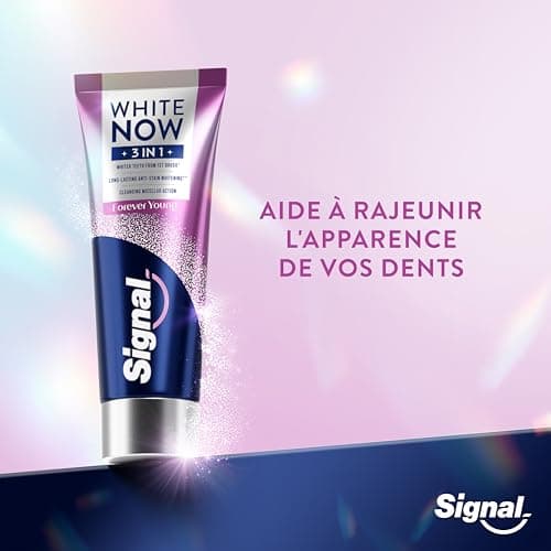 Signal White Now - Dentifrice 3 en 1 - Forever Young -Corrige le jaunissement et l’apparence de vos dents - Blancheur Longue Durée Anti-Tache - 96% d'ingrédients d'origine naturelle - 75ml - Image 6