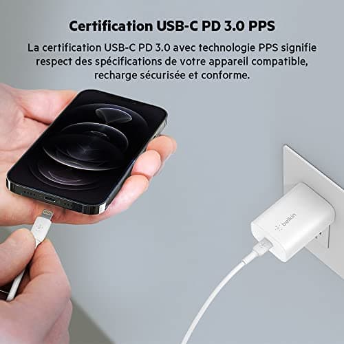 Belkin BoostCharge chargeur secteur 25 W avec PPS, USB-C Power Delivery, chargeur USB C, chargeur rapide pour iPhone 16, iPhone 15, 14, Samsung Galaxy S24, S23, iPad, Google Pixel, Galaxy Tab, Z Fold - Image 4