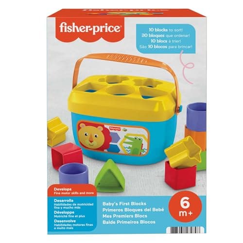 Fisher-Price FFC84 My Baby Toy Shape Sorter Box with 10 Blocks for Learning to Sort and Stack, Bright Colours, 6 Months and Above - Image 7