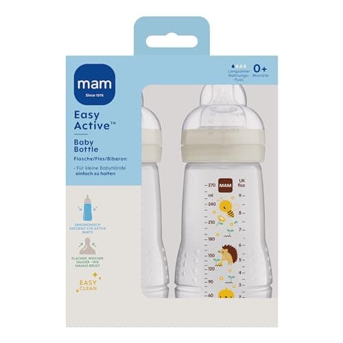 MAM Easy Active Baby Bottles, 270 ml, with MAM Teat, SkinSoft Silicone, Baby Bottles with Ergonomic Shape, for Babies from 0 Months, Bee/Hedgehog, Set of 2 - Image 3