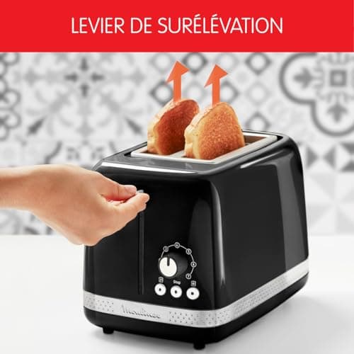 Moulinex Toaster with 2 wide slots, retro vintage design, 7 levels of gilding, Bakery warmer, raised lever, 3 functions with backlit buttons, Soleil LT301810 - Image 6