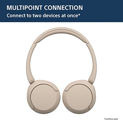 Sony WH-CH520, Wireless On-Ear Bluetooth Headphones with Mic, Upto 50 Hours Playtime, DSEE Upscale, Multipoint Connectivity/Dual Pairing, Voice Assistant App Support for Mobile Phones (Beige) - Image 7