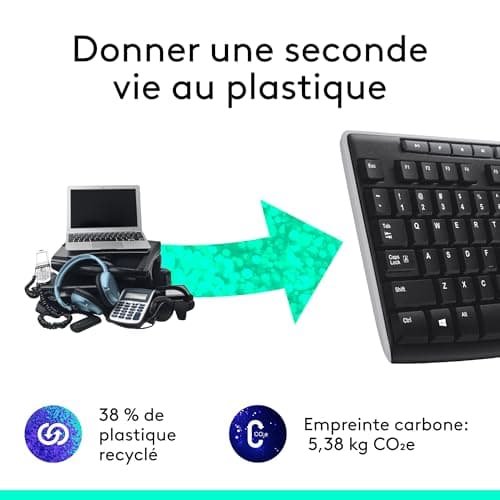 Logitech Wireless Frances Keyboard K270 Inalambrico, Black, 3.2 x 45 x 16 cm - Image 6