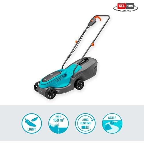 Gardena set tondeuse à gazon sans fil PowerMax 30/18V P4A, prêt à l’emploi: Tondeuse jusqu’à 150 m², largeur coupe 30 cm, hauteur coupe 35–65 mm, volume bac 25 l, poignée ergonomique (14630-20) - Image 7
