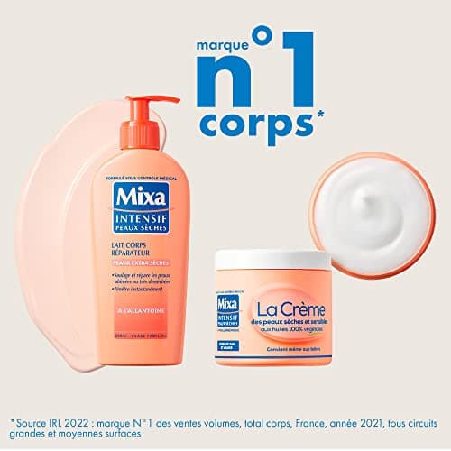 Mixa Intensif Peaux Sèches - La Crème des Peaux Sèches et Sensibles - Multi Usage Visage, Corps, Mains, Pieds - Nourrit 24h et Apaise - Pénétration Rapide - Hypoallergénique - Pot 400 ml (Lot de 3) - Image 5