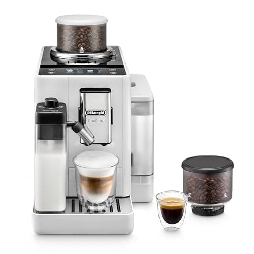 De’Longhi Rivelia - Perfetto Machine à Café Automatique avec LatteCrema Mousseur,16 Boissons Enregistrées, Écran Tactile Couleur, Réservoir à Grains Interchangeables, Blanc (EXAM440.55.W) - Image 5