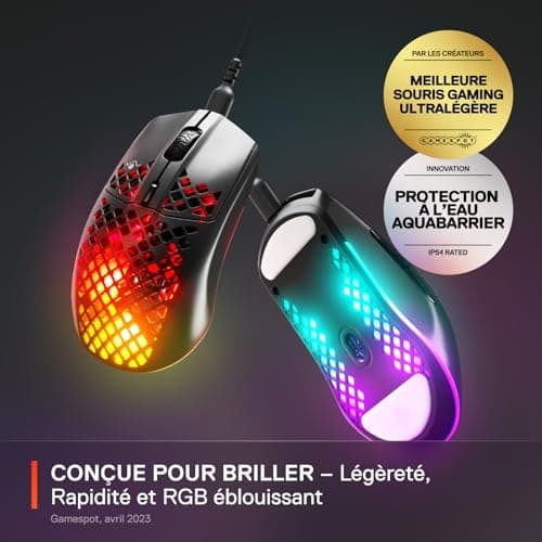 SteelSeries Aerox 3 Perforated RGB Gaming Mouse - Lightweight Waterproof Design - TrueMove Core 8500 DPI Optical Sensor - Onyx - Image 4