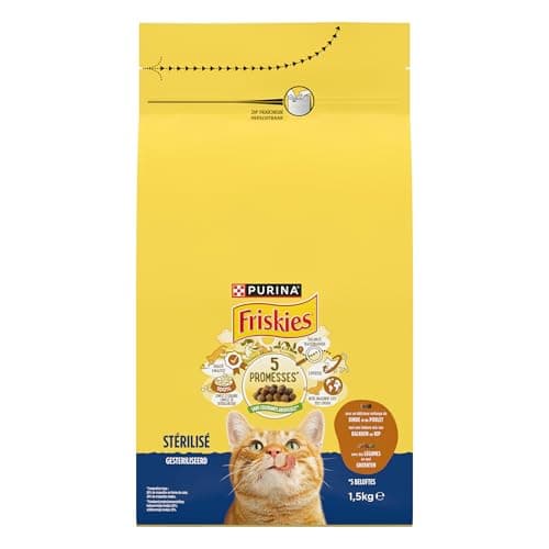 FRISKIES | Cat | Complete Food for Adult Sterilized Cats | Turkey, Chicken and Vegetables | Whole Kibble | Bag | 1.5 kg - Image 3