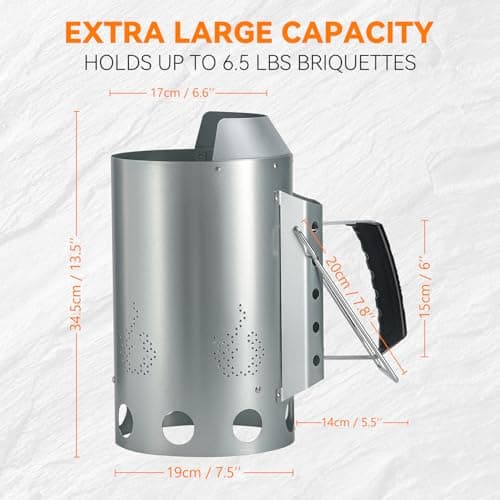 Onlyfire Rapidfire Starter Galvanised Steel Fireplace - BBQ Accessory for Charcoal Barbecues Diameter 47 cm and +, Fire Starter with Two Handles, 32 cm Height, Replacement for Weber 7416 - Image 3