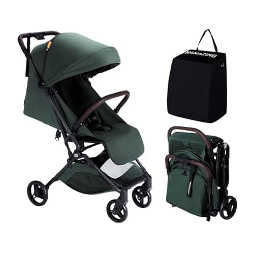 MAMAZING Baby Stroller Travel Stroller for 6-4 Years Up to 22kg Baby Carry-On Luggage Small Foldable with One-Hand Folding Design Lightweight Compact (5.3kg), Carbon Fiber Green - Image 2