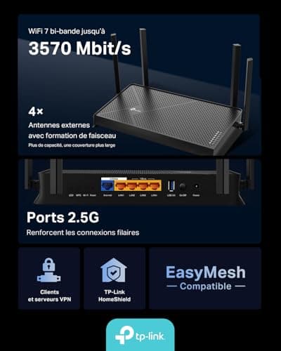 TP-Link Archer BE3600 WiFi Router, Speed up to 3.6Gbps, Dual Band, 2 Ports 2.5G, USB 3.0, 4 High Performance Antennas, EasyMesh, WPA3, Parental Control, Built-in Anti-Virus - Image 4