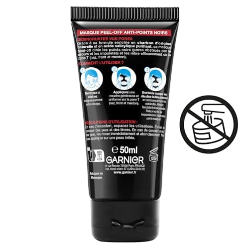 GARNIER Skin Active - Masque Peel-Off Anti-Points Noirs - Réduit les Pores & les Impuretés - Charbon & Acide Salicylique - Vegan & Cruelty Free - Zone T - Peaux Grasses à Imperfections - 50 ml - Image 4