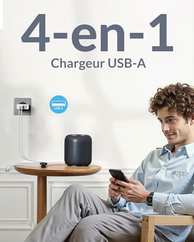 Multi-USB-A Charger, 4-Port USB Mains Socket 5V/3.1A for Kindle Smart Watch Earphones iPhone Samsung iPad, 15.5 W Multi-Socket Charger Multi Adapter Dual Fast Power Supply - Image 3