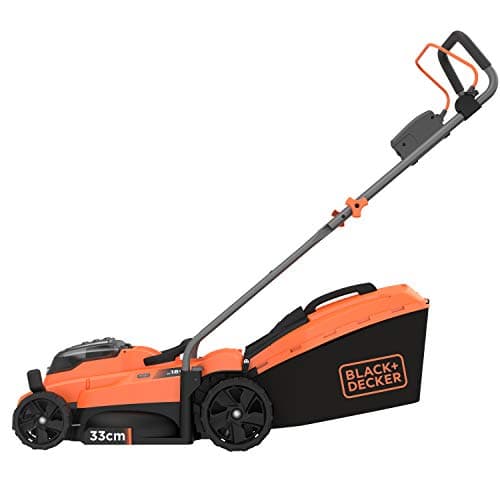 BLACK+DECKER Mower - 18V - 33 cm - Garden up to 350 m² - Mulching Function - 5 Adjustable Cutting Heights - 35 L - Pram Shaped Handle - 2 Batteries and 1 Charger - BCMW3318L2-QW Orange/Black - Image 3