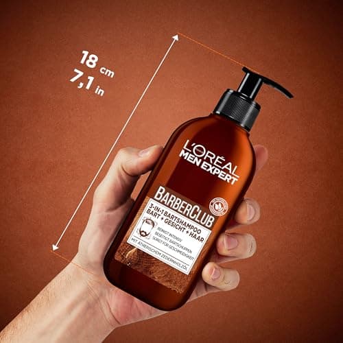 L'Oréal Men Expert Beard Shampoo 3 in 1 XXL for Men, Beard Soap for Beard, Face and Hair, Beard Care Against Dandruff with Cedarwood Essential Oil, Barber Club, - Image 8