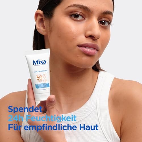 Mixa 50ml UV 50 Moisturiser for Sensitive Skin, UVB + UVA + Long UVA Protection, SPF 50, with Hyaluronic Acid, Suitable for Face and Neck, Hypoallergenic, 50 ml - Image 3
