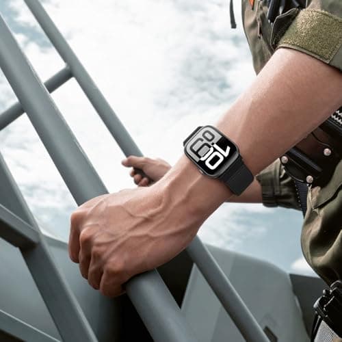 AMSKY Nylon Sport Buckle Compatible with Apple Watch Se Band 40mm 44mm 46mm 42mm 45mm 41mm 38mm 49mm, for iWatch Series 11 10 9 8 7 6 5 4, SE Ultra 3 2 1, Black, 1.81 1 inch/44mm/45mm/49mm - Image 6