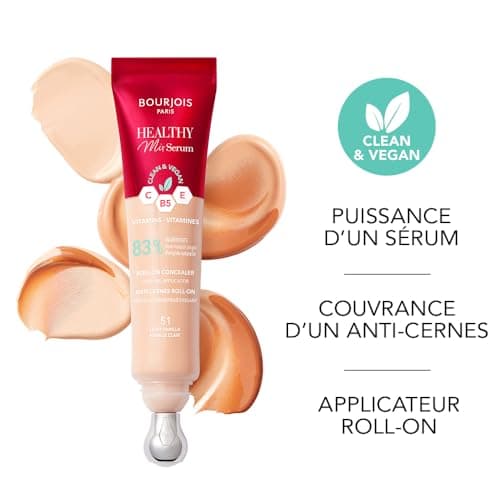 Sérum correcteur 2-en-1 Bourjois Healthy Mix, lisse les rides et les ridules au fil du temps, rafraîchit le contour des yeux, caféine, vitamine C, E et B5, applicateur rafraîchissant, Ivory, 13 ml - Image 5