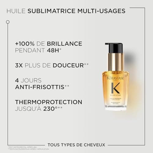 KÉRASTASE Elixir Ultime - L'Huile Originale - Huile Capillaire Nourrissante Multi-Usage - Soin Thermo-Protecteur Sans Rinçage - Huiles de Camélia & Argan - Tous Types de Cheveux - Image 3