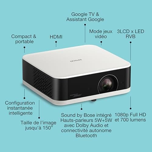 Epson Lifestudio Pop EF-61W Diamond White, Smart Portable Projector, Sound by Bose, Google TV, Full HD, Indoor/Outdoor Use, 5 Year Warranty* - Image 3