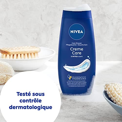 NIVEA Crème de douche Soin (1 x 500 ml), enrichie à l’Huile de pépin de Raison & Amande douce, Soin corps hydratant qui nettoie respecte et renforce le microbiome pour peaux sèches - Image 7